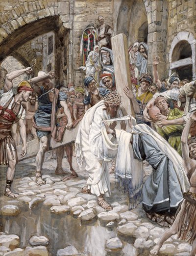 A Holy Woman Wipes the Face of Jesus, illustrasjon for The Life of Christ, ca. 1886-94 (wc & gouache på papp) av James Jacques Joseph Tissot