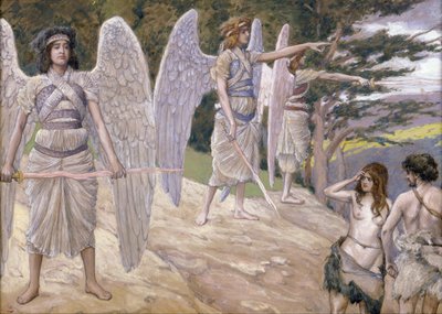 Adam og Eva drevet fra paradis - Tissot, James Jacques Joseph (1836-1902) - 1896-1902 - Gouache på papir - 22,6x31,7 - Jewish Museum, New York av James Jacques Joseph Tissot