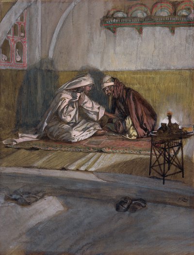 Christ Talks with Nikodemus, illustrasjon for The Life of Christ, ca. 1886-94 (wc & gouache på papp) av James Jacques Joseph Tissot
