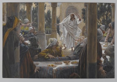 Forbannelser mot fariseerne, illustrasjon fra Vår Herre Jesu Kristi liv, 1886-96 (wc over grafitt på papir) av James Jacques Joseph Tissot