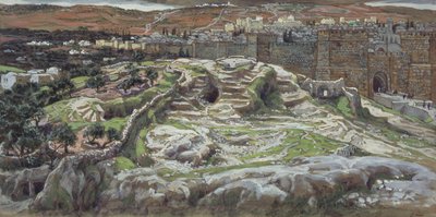 Golgata og den hellige grav i vår Herres tid, illustrasjon for The Life of Christ, ca. 1886-94 (wc & gouache på papp) av James Jacques Joseph Tissot