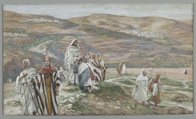 Han sendte dem ut to og to, illustrasjon fra The Life of Our Lord Jesus Christ, 1886-96 (wc over grafitt på papir) av James Jacques Joseph Tissot