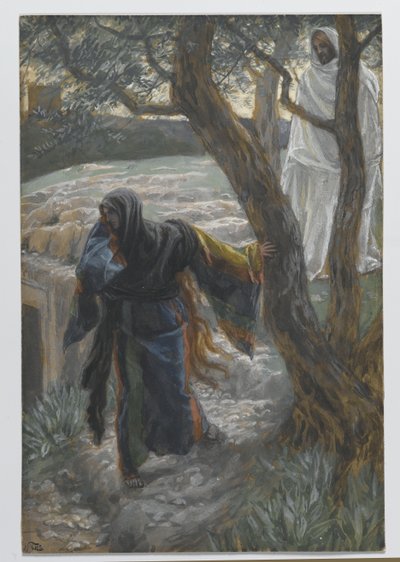 Jesus viser seg for Maria Magdalena, illustrasjon fra The Life of Our Lord Jesus Christ, 1886-94 (wc over grafitt på papir) av James Jacques Joseph Tissot