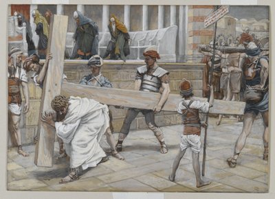 Jesus Bearing the Cross, illustrasjon fra The Life of Our Lord Jesus Christ, 1886-94 (wc over grafitt på papir) av James Jacques Joseph Tissot