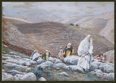 Jesus Goes Up into Jerusalem, illustrasjon for The Life of Christ, ca. 1886-94 (wc & gouache på papp) av James Jacques Joseph Tissot