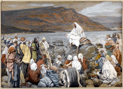 Jesus Teachs the People by the Sea, illustrasjon for The Life of Christ, ca. 1886-96 (ugjennomsiktig akvarell over grafitt på grå vevd papp) av James Jacques Joseph Tissot