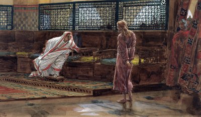 Jesus for første gang før Pilatus, illustrasjon for The Life of Christ, ca. 1886-94 (wc & gouache på papp) av James Jacques Joseph Tissot