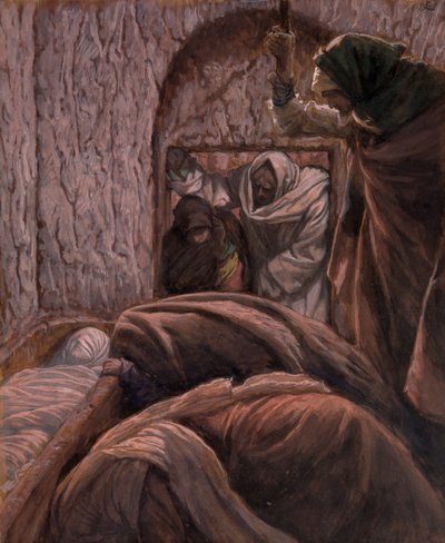 Jesus in the Tomb, illustrasjon for The Life of Christ, ca. 1884-96 (wc og gouache på papp) av James Jacques Joseph Tissot
