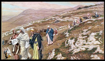Jesus på vei til Galilea, illustrasjon for The Life of Christ, ca. 1886-96 (gouache på papp) av James Jacques Joseph Tissot