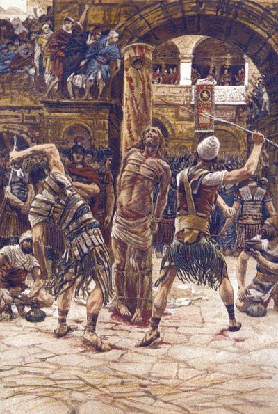 La pisking du visage - The Scourging of the Face - fra "" The Life of Our Lord Jesus Christ"" - 1899 av James Tissot - La vie de notre seigneur Jesus Christ, av Jacques Joseph (Jacques-Joseph) Tissot dit James Tissot ( 1836–1902) av James Jacques Joseph Tissot