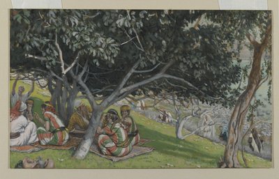 Nathaniel Under fikentreet, illustrasjon fra The Life of Our Lord Jesus Christ (wc over grafitt på papir) av James Jacques Joseph Tissot