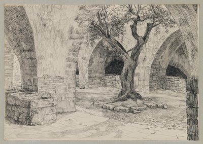 Uthus av det armenske klosteret, Jerusalem, illustrasjon fra Vår Herre Jesu Kristi liv (blekk på papir) av James Jacques Joseph Tissot