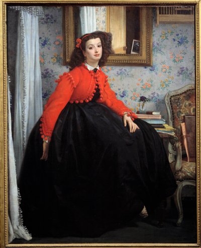 Portrett i full lengde av Mademoiselle L. L., eller ung jente i rød jakke Maleri av Jacques Joseph (Jacques-Joseph) Tissot dit James Tissot (1836-1902) 1864 Søn. 1,24x0,99 m Paris, Orsay-museet av James Jacques Joseph Tissot