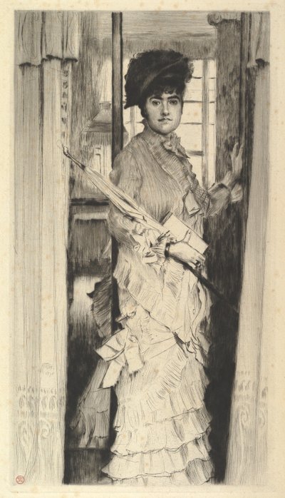 Portrett av frøken L... eller en dør må enten være åpen eller lukket, 1876. av James Jacques Joseph Tissot