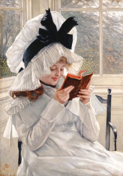 Leser en bok, 1872-73 av James Jacques Joseph Tissot