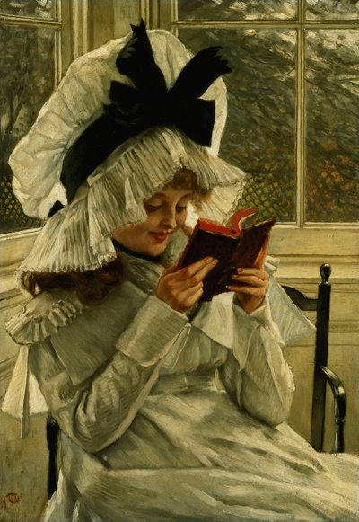Leser en bok, ca. 1872 av James Jacques Joseph Tissot