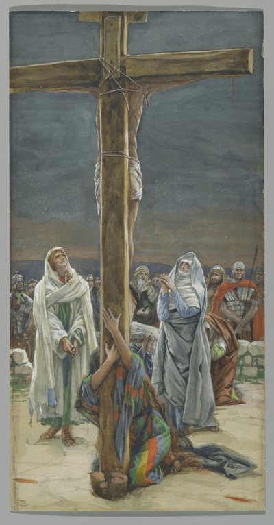 Stabat Mater. Woman Behold Thy Son, illustrasjon for The Life of Christ, ca. 1884-96 (wc & gouache på papp) av James Jacques Joseph Tissot