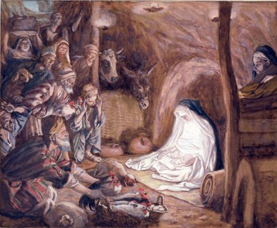 The Adoration of the Shepherds, illustrasjon for The Life of Christ, ca. 1886-94 (gouache på papp) av James Jacques Joseph Tissot