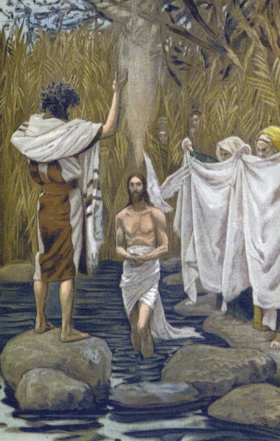 The Bapteme of Jesus - The Baptim of Jesus - fra "" The Life of Our Lord Jesus Christ"" - 1899 av James Tissot - The Life of Our Lord Jesus Christ, av Jacques Joseph (Jacques Joseph) Tissot dit James Tissot (1836- 1902) av James Jacques Joseph Tissot