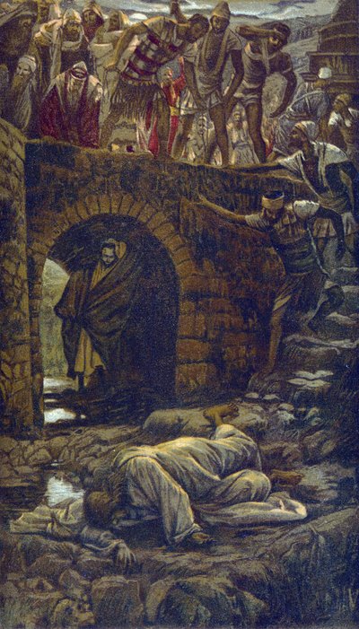 The Bridge over the Brook Kedron - fra "" The Life of Our Lord Jesus Christ" - 1899 av James Tissot - La vie de notre seigneur Jesus Christ, av Jacques Joseph (Jacques-Joseph) Tissot dit James Tissot (1836-1902) av James Jacques Joseph Tissot