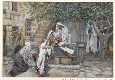 The Daughter of Jairus, illustrasjon fra The Life of Our Lord Jesus Christ (wc over grafitt på papir) av James Jacques Joseph Tissot