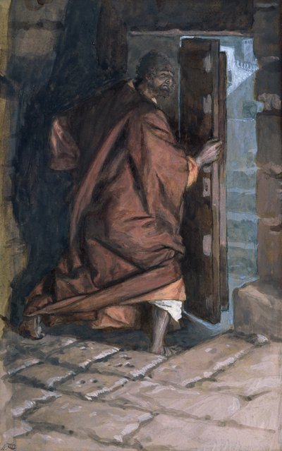 The Departure of Judas, illustrasjon for The Life of Christ, ca. 1884-96 (wc & gouache på papp) av James Jacques Joseph Tissot