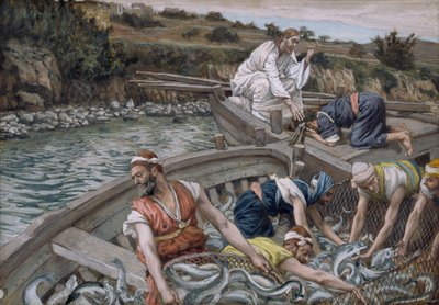 The First Miraculous Draft of Fish, illustrasjon for The Life of Christ, ca. 1886-94 (wc & gouache på papp) av James Jacques Joseph Tissot