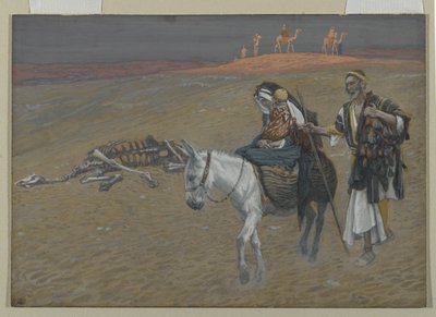 The Flight into Egypt, illustrasjon fra The Life of Our Lord Jesus Christ (wc over grafitt på papir) av James Jacques Joseph Tissot