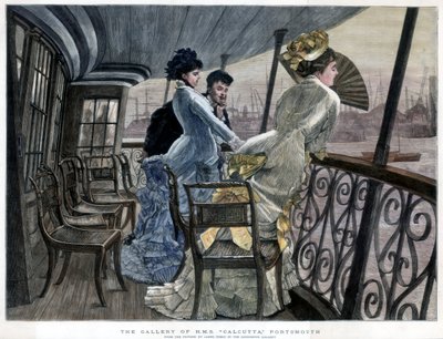 Galleriet til H M S Calcutta, Portsmouth, c1850-1900. av James Jacques Joseph Tissot