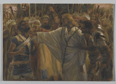 The Healing of Malchus, illustrasjon fra The Life of Our Lord Jesus Christ, 1886-94 (wc over grafitt på papir) av James Jacques Joseph Tissot