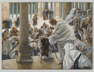 The Healing of the Lame in the Temple, illustrasjon for The Life of Christ, ca. 1886-94 (wc & gouache på papp) av James Jacques Joseph Tissot