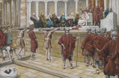 The Judgment on the Gabbatha, illustrasjon fra The Life of Our Lord Jesus Christ, 1886-94 (wc over grafitt på papir) av James Jacques Joseph Tissot