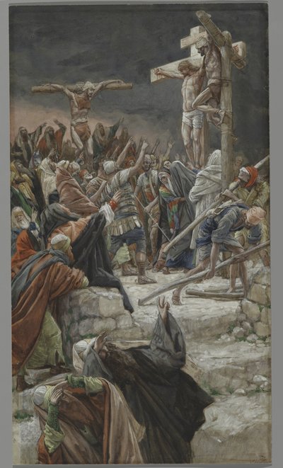 The Pardon of the Good Thief, illustrasjon fra The Life of Our Lord Jesus Christ, 1886-94 (wc over grafitt på papir) av James Jacques Joseph Tissot