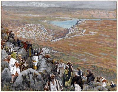 Folket søker Kristus for å gjøre ham til konge, illustrasjon for The Life of Christ, ca. 1886-94 (wc & gouache på papp) av James Jacques Joseph Tissot