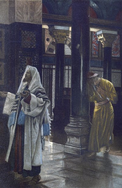 The Pharisee and the Publican - The Pharisee and the Publican - from “” The Life of Our Lord Jesus Christ”” - 1899 by James Tissot - La vie de notre seigneur Jesus Christ, by Jacques Joseph (Jacques Joseph) Tissot dit James Tissot (1836-1902) av James Jacques Joseph Tissot