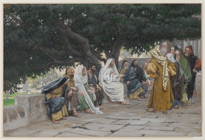 Fariseerne og saddukeerne kommer for å friste Jesus, illustrasjon fra Vår Herre Jesu Kristi liv, 1886-94 (wc over grafitt på papir) av James Jacques Joseph Tissot