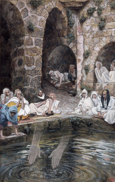 The Pool of Bethesda, illustrasjon for The Life of Christ, ca. 1886-94 (wc og gouache på papp) av James Jacques Joseph Tissot