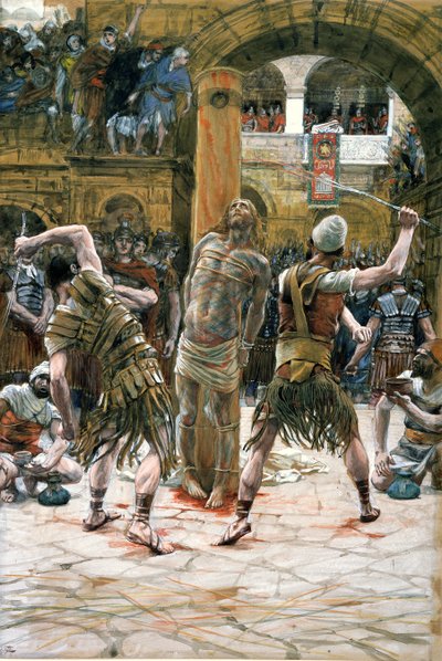 The Scourging, illustrasjon for The Life of Christ, ca. 1884-96 (wc og gouache på papp) av James Jacques Joseph Tissot