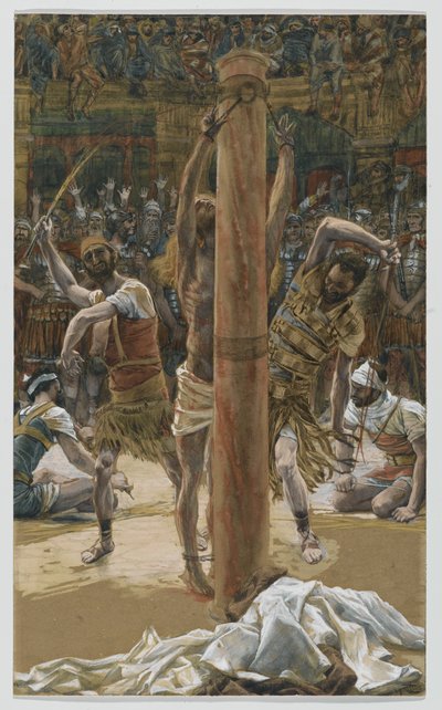 The Scourging on the Back, illustrasjon fra The Life of Our Lord Jesus Christ, 1886-94 (wc over grafitt på papir) av James Jacques Joseph Tissot