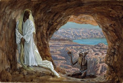 The Temptation in the Wilderness, illustrasjon for The Life of Christ, ca. 1886-94 (wc & gouache på papp) av James Jacques Joseph Tissot
