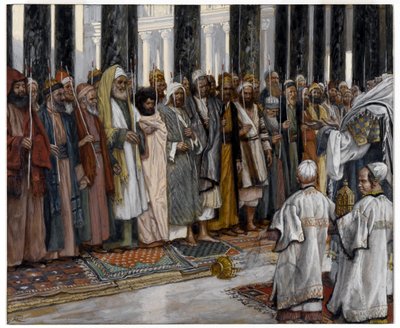 The Testing of the Suitors of the Holy Virgin, illustrasjon for The life of Christ, ca. 1886-94 (ugjennomsiktig wc over grafitt på grått vevd papir) av James Jacques Joseph Tissot