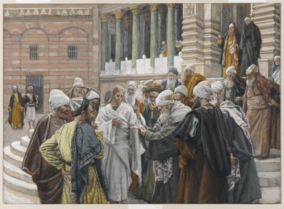 The Tribute Money, illustrasjon fra The Life of Our Lord Jesus Christ, 1886-94 (wc over grafitt på papir) av James Jacques Joseph Tissot