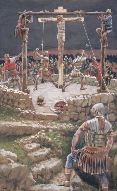 The Wedging of the Cross, illustrasjon for The Life of Christ, ca. 1886-94 (wc & gouache på papp) av James Jacques Joseph Tissot