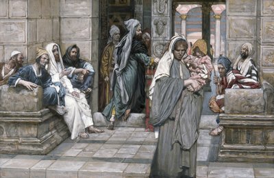 The Widows Mite, illustrasjon for The Life of Christ, ca. 1884-96 (wc & gouache på papp) av James Jacques Joseph Tissot