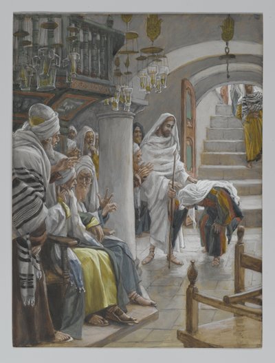 The Woman with an Infirmity of Atten Years, illustrasjon fra The Life of Our Lord Jesu Christ, 1886-96 (wc over grafitt på papir) av James Jacques Joseph Tissot