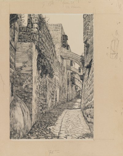 Via Dolorosa, Jerusalem, illustrasjon fra The Life of Our Lord Jesus Christ (blekk og grafitt på papp) av James Jacques Joseph Tissot