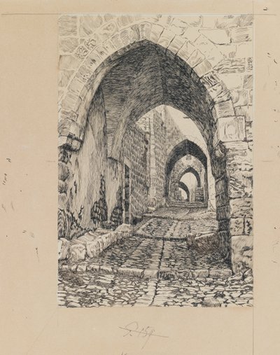 Via Dolorosa, Jerusalem, illustrasjon fra The Life of Our Lord Jesus Christ (blekk og grafitt på papir) av James Jacques Joseph Tissot