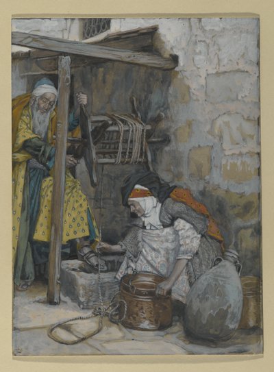 Zacharias og Elizabeth, illustrasjon for The Life of Christ, ca. 1886-94 (wc & gouache på papp) av James Jacques Joseph Tissot