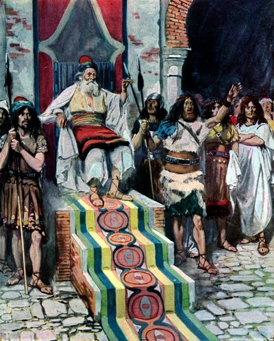 David ser budbringeren ankomme, av Tissot -Bibelen av James Jacques Joseph after Tissot