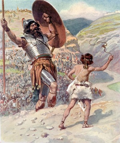 David slenger steinen av J James Tissot - Bible av James Jacques Joseph after Tissot